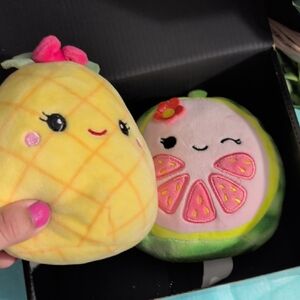 Squishmallows Yellow Pineapple and Pink Watermelon Plush Duo